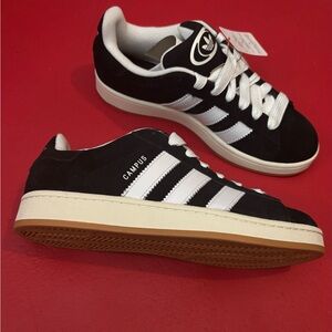 adidas Men’s Black & White Campus Suede Low-Top Sneakers